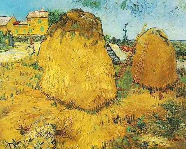 Haystacks In Provence Oil Painting by Vincent Van Gogh