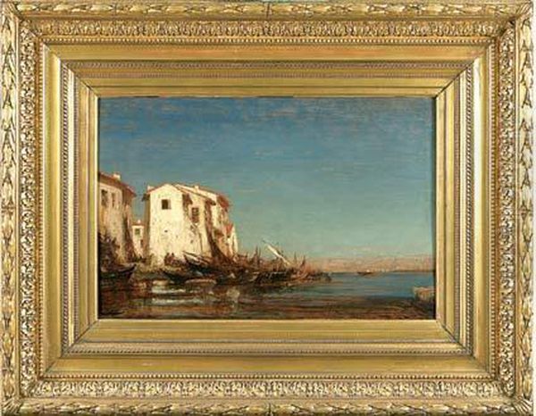 Vue De Martigues Oil Painting by Felix Ziem