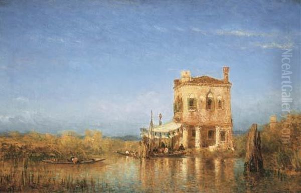 Maison De Pecheurs Dans La Lagune Venitienne Oil Painting by Felix Ziem