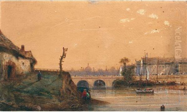 Animation Sur Le Pont Oil Painting by Felix Ziem