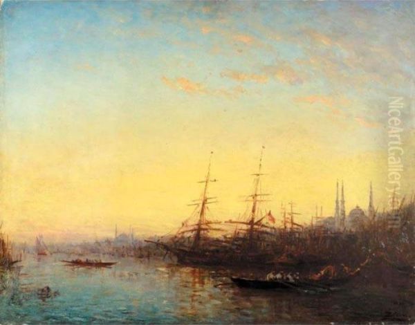 Le Port, Corne D'or, Constantinople Oil Painting by Felix Ziem