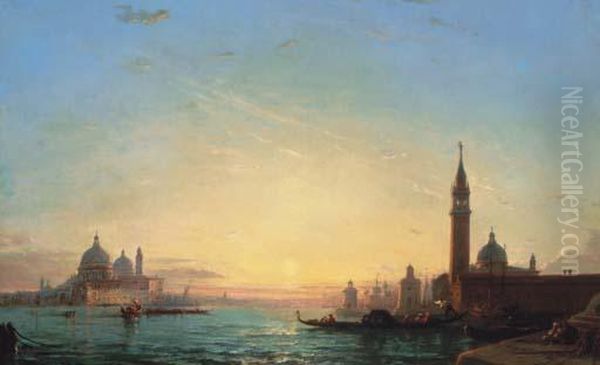 San Giorgio Maggiore Et Santa Maria De La Salute Oil Painting by Felix Ziem