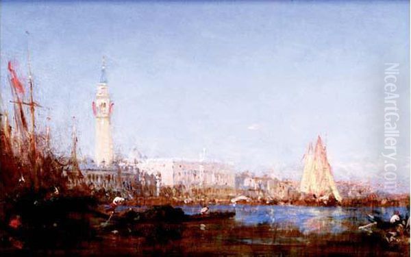 Gondoles Et Voiliers, Bassin De Venise Oil Painting by Felix Ziem