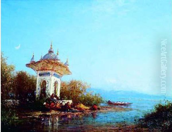 Le Kiosque Des Eaux Douces Ou La Fontaine Mihrishah Oil Painting by Felix Ziem