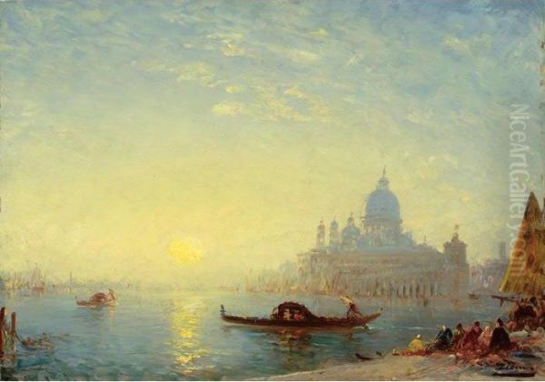 Santa Maria Della Salute At Sunset Oil Painting by Felix Ziem