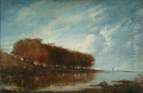 Vue De Hollande, Les Bords De La
 Meuse A Dordrecht (ou Les Bords De L'escault A Anvers ?) Oil Painting by Felix Ziem