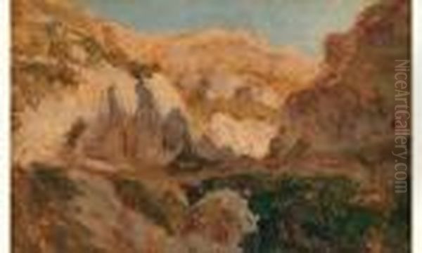 Rochers Du Rove, Pres Marseille, Circa 1860 Oil Painting by Felix Ziem