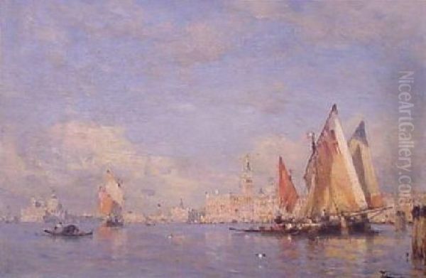 Fishing Boats In The Bacino Venice
Bears Signature (lr), Numbered Oil Painting by Felix Ziem