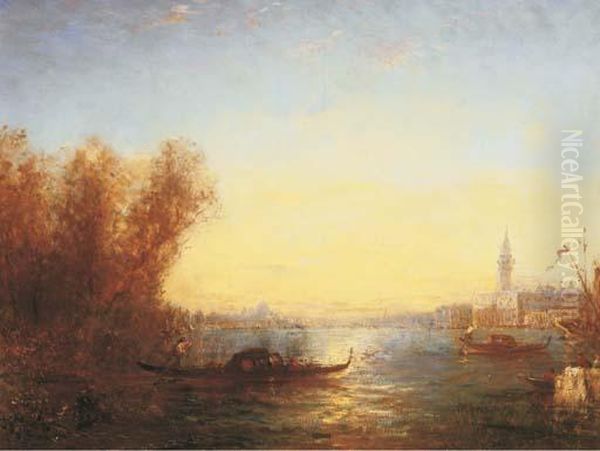 Gondolas On The Lagoon, Venice Oil Painting by Felix Ziem