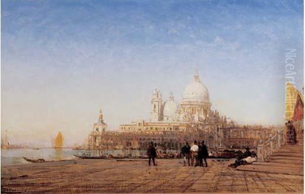 La Salute Vue Depuis Le Quai Des Esclavons, Circa 1890 Oil Painting by Felix Ziem