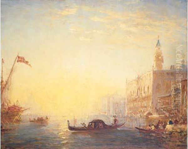 Coucher De Soleil Sur Le Grand Canal Oil Painting by Felix Ziem