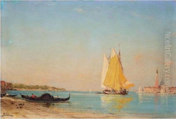 San Giorgio Maggiore From The Lido, Venice Oil Painting by Felix Ziem