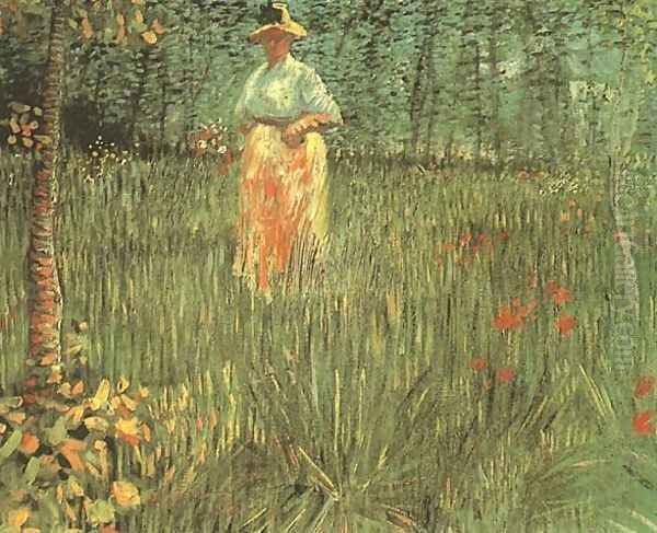 Femme marchant dans un jardin 1887 Oil Painting by Vincent Van Gogh