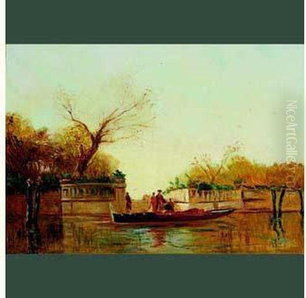 Le Jardin Francais A Venise Oil Painting by Felix Ziem