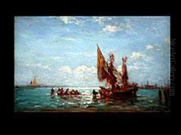 Schiffe In Der Lagune Vor Venedig Oil Painting by Felix Ziem