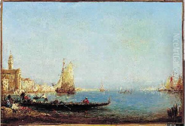 Gondoles Et Voiliers A Venise Oil Painting by Felix Ziem