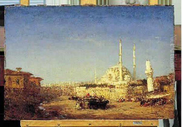 Constantinople. Huile Sur Bois Signee En Bas A Gauche Oil Painting by Felix Ziem