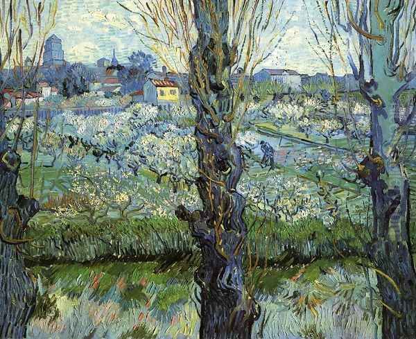 Orchard in Bloom with Poplars Oil Painting by Vincent Van Gogh