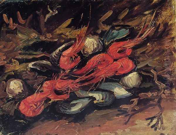 Still Life With Mussels And Shrimps Oil Painting by Vincent Van Gogh