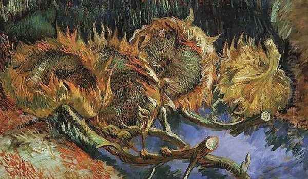 Four Cut Sunflowers Oil Painting by Vincent Van Gogh