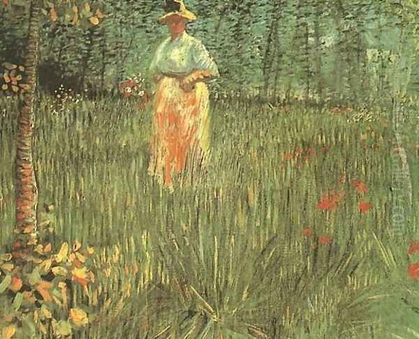 Woman Walking In A Garden A Oil Painting by Vincent Van Gogh