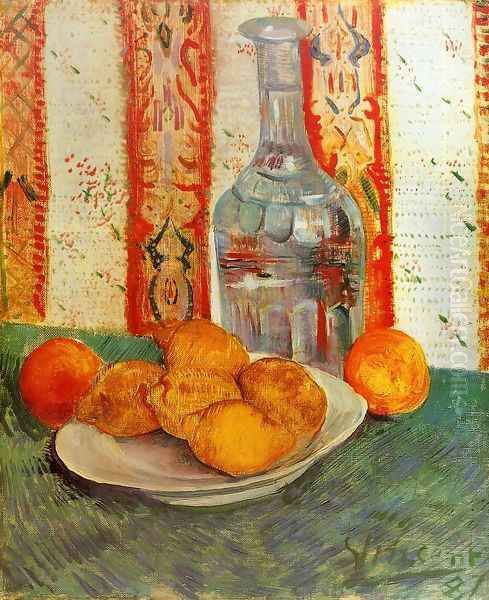 Still Life With Decanter And Lemons On A Plate Oil Painting by Vincent Van Gogh