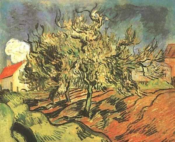 Landscape With Three Trees And A House Oil Painting by Vincent Van Gogh