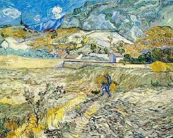 Enclosed Wheat Field With Peasant Oil Painting by Vincent Van Gogh