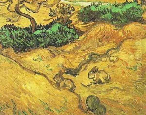 Field With Two Rabbits Oil Painting by Vincent Van Gogh