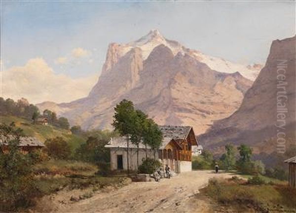 Tiroler Gebirgslandschaft Oil Painting by August Albert Zimmermann