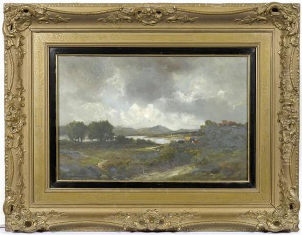 Bavarian Stormy Landscape Oil Painting by August Albert Zimmermann