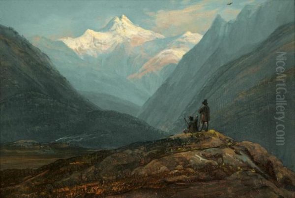 Alpenpanorama Bei Fuschl Oil Painting by August Albert Zimmermann