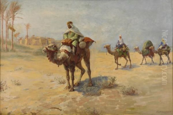 Karawane. Oil Painting by August Albert Zimmermann