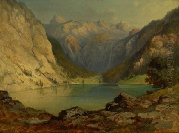 Gebirgssee Oil Painting by August Albert Zimmermann