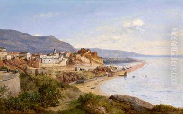 Veduta Di Bordighera Sulla Riviera Italiana Oil Painting by August Albert Zimmermann