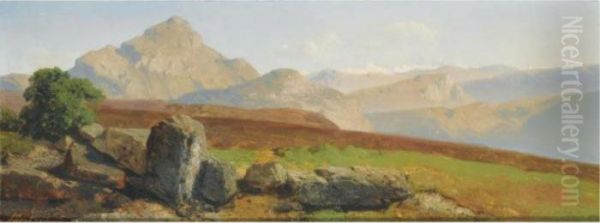 Mountain Landscape Oil Painting by August Albert Zimmermann