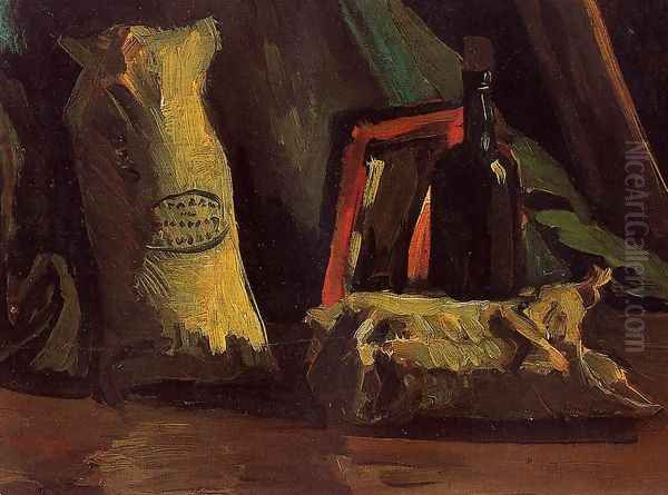 Still Life With Two Sacks And A Bottle Oil Painting by Vincent Van Gogh