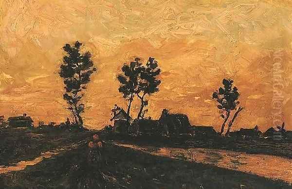 Landscape At Sunset Oil Painting by Vincent Van Gogh