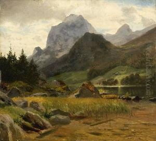 Am Hintersee Oil Painting by August Albert Zimmermann