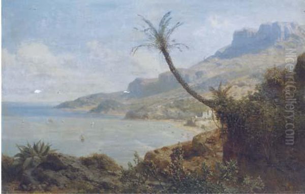 A View Of A Mediterranean Bay Oil Painting by August Albert Zimmermann