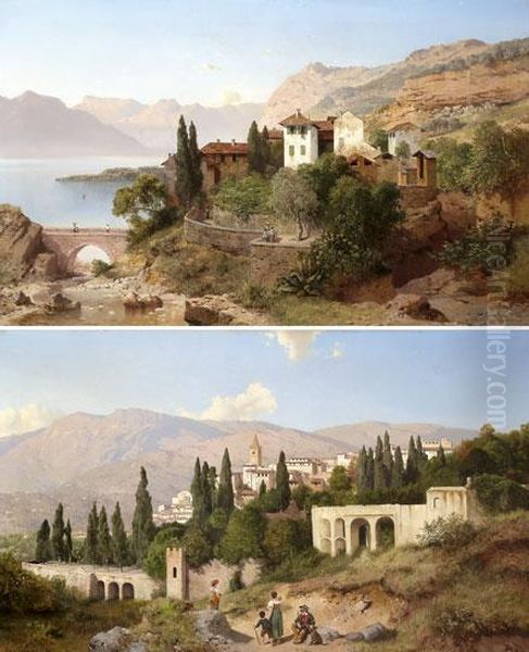 Comoi To Es Villa D'este Tivoliban Oil Painting by August Albert Zimmermann