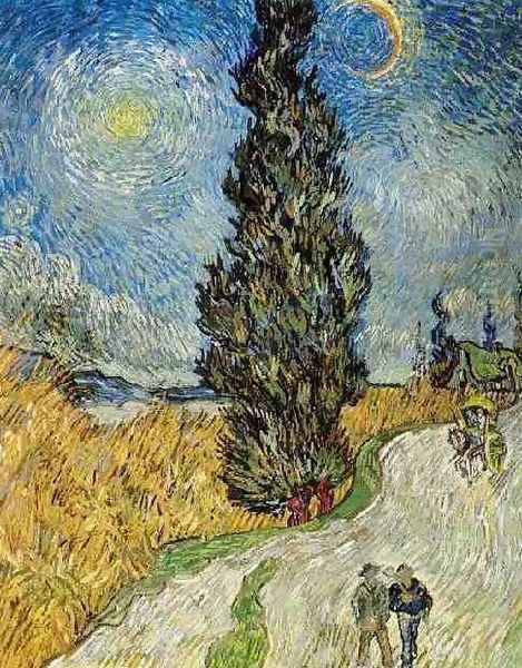 Road With Cypress And Star Oil Painting by Vincent Van Gogh