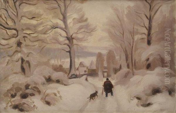 Paysage De Neige Oil Painting by Jules Emile Zingg