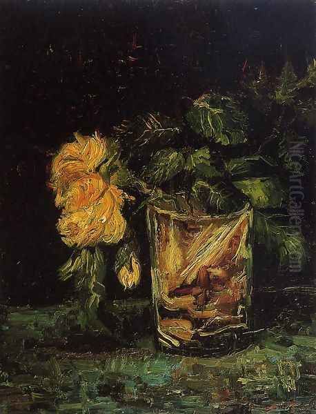 Glass With Roses Oil Painting by Vincent Van Gogh