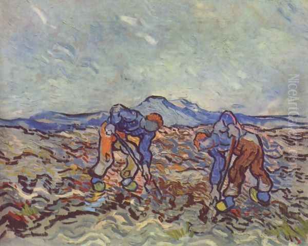 Paysans récoltant des patates 1890 Oil Painting by Vincent Van Gogh