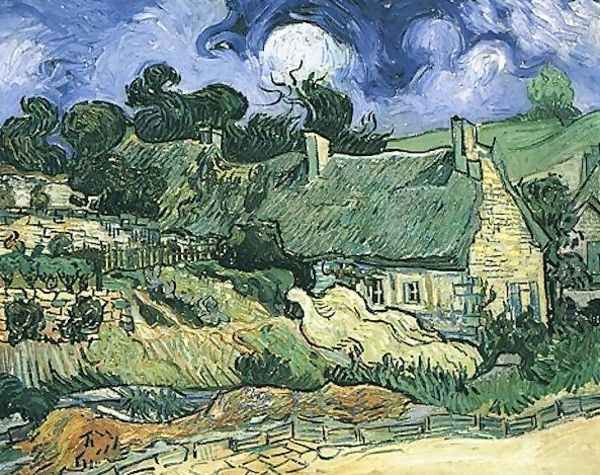 Thatched Cottages At Cordeville Oil Painting by Vincent Van Gogh