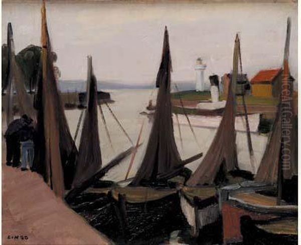 Le Port De Honfleur Oil Painting by Jules Emile Zingg