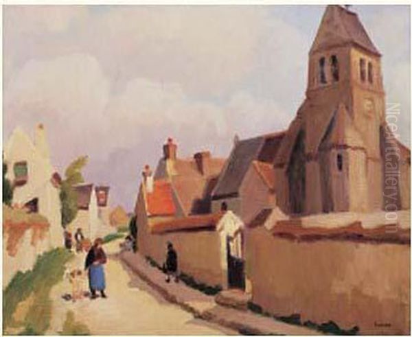 Rue De Village Oil Painting by Jules Emile Zingg