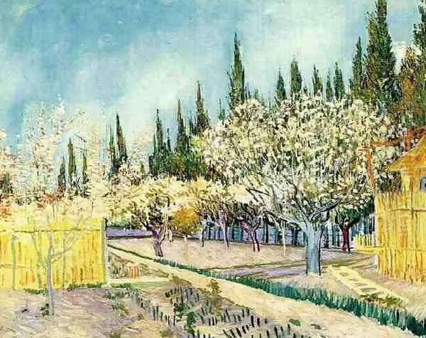 Orchard In Blossom Bordered By Cypresses II Oil Painting by Vincent Van Gogh