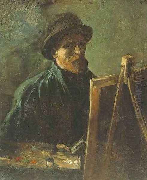 Self Portrait With Dark Felt Hat At The Easel Oil Painting by Vincent Van Gogh